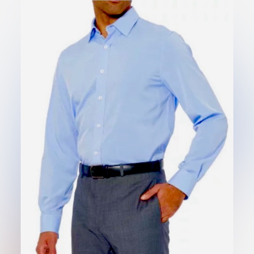 Nick Graham Modern Fit Traveler Dress Shirt in light blue color Size Small
